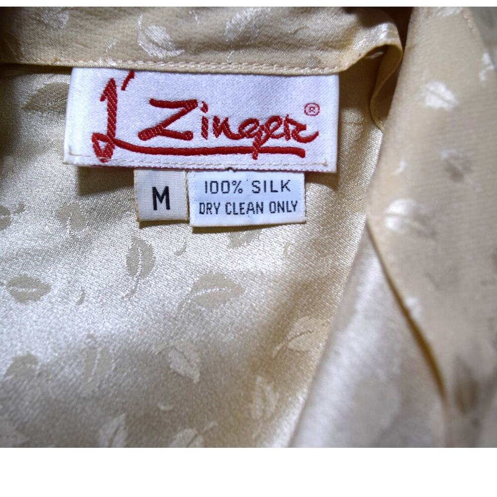 L’Zinger Ivory Silk Jacquard Scarf Neck Blouse Size Medium - Picture 4 of 4